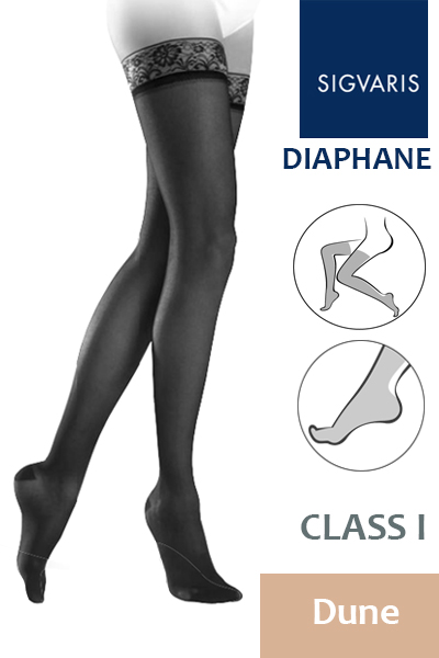 Sigvaris Diaphane Class 1 Dune Thigh Compression Stockings ...