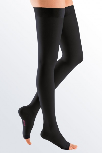 Medi Mediven Plus Class 2 Black Thigh Compression Stockings with Open Toe -  Compression Stockings