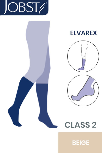 Jobst Elvarex Class 2 Beige Knee High Compression Stockings - Compression  Stockings