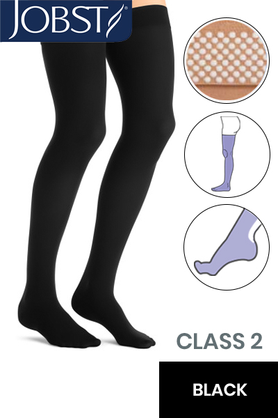 JOBST Opaque Compression Class 2 (23 - 32mmHg) Thigh High Caramel Open Toe Compression  Garment with Dotted Silicone Band