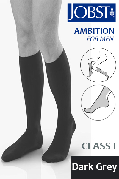 Jobst For Men Ambition Class 1 Dark Grey Below Knee Compression Stockings Compression Stockings 1416