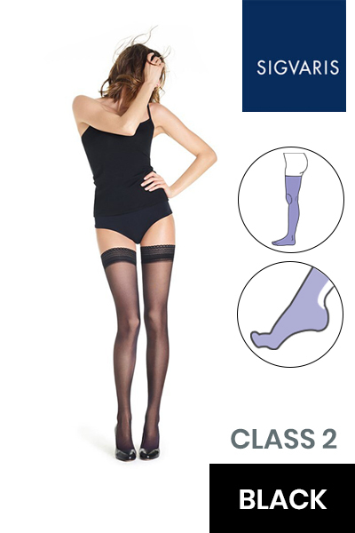 Sigvaris Style Sheer CL2 Black Stockings - Compression Stockings