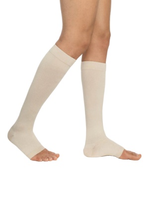 Sigvaris Essential Coton Men's Class 2 Knee High Sable Compression Stockings with Open Toe