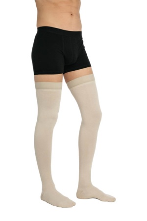 Sigvaris Essential Coton Men's Class 3 Thigh High Sable Compression Stockings