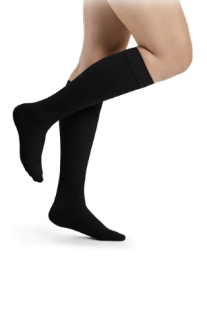 Sigvaris Essential Thermoregulating Unisex Class 2 Knee High Black Compression Stockings with Knobbed Grip