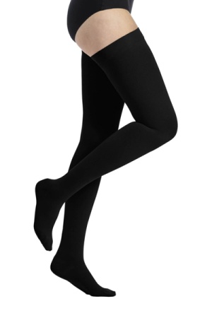 Sigvaris Essential Thermoregulating Unisex Class 2 Thigh Black Compression Stockings with Sensinnov Grip Top