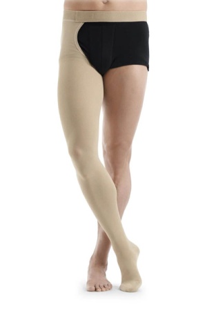 Sigvaris Essential Thermoregulating Unisex Class 2 Thigh Nature Compression Stocking with Waist Attachment