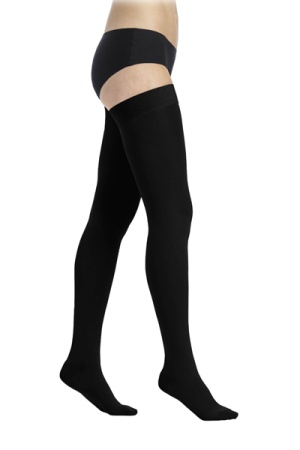 Sigvaris Style Semitransparent Class 1 Thigh Black Compression Stockings with Knobbed Grip