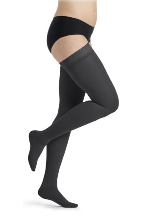 Sigvaris Style Semitransparent Class 1 Thigh Grey Compression Stockings with Lace Grip