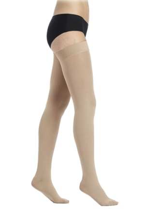 Sigvaris Style Semitransparent Class 1 Thigh Skin Compression Stockings with Knobbed Grip