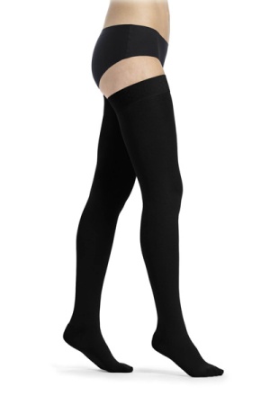 Sigvaris Style Semitransparent Class 2 Thigh Black Compression Stockings with Lace Grip