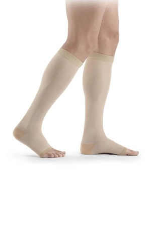 Sigvaris Traditional Unisex Class 2 Knee High Beige Compression Stockings with Open Toe