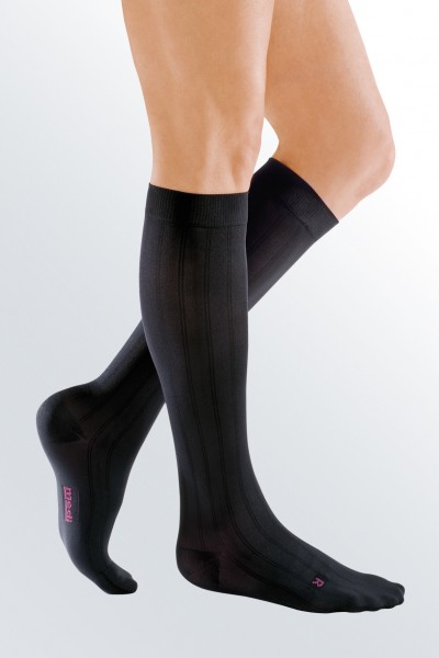 Medi Mediven Plus Class 2 Black Left Leg Stocking Open Toe with Waist  Attachment - Compression Stockings