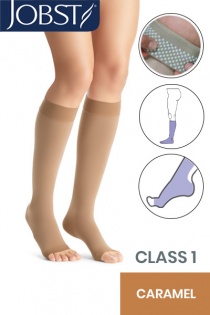 Jobst Opaque Class 1 Black Thigh High Compression Stockings with Lace  Silicone Band - Compression Stockings