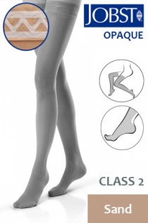 Jobst Opaque Class 2 Sand Thigh High Compression Stockings with Lace Silicone Band