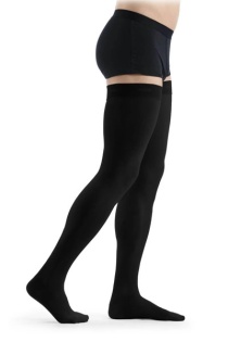 Sigvaris Essential Comfortable Unisex Class 1 Thigh High Black Compression Stockings with Grip Top