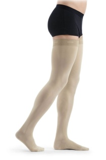 Sigvaris Essential Comfortable Unisex Class 1 Thigh High Savannah Compression Stockings with Grip Top