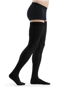 Sigvaris Essential Comfortable Unisex Class 2 Thigh High Black Compression Stockings with Grip Top