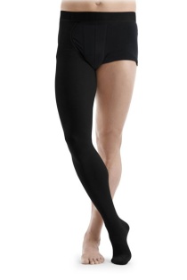 Sigvaris Essential Thermoregulating Unisex Class 3 Thigh Black Compression Stocking with Waist Attachment