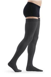 Sigvaris Unisex Comfort Class 1 Grey Thigh Compression Stockings with Knobbed Grip Top